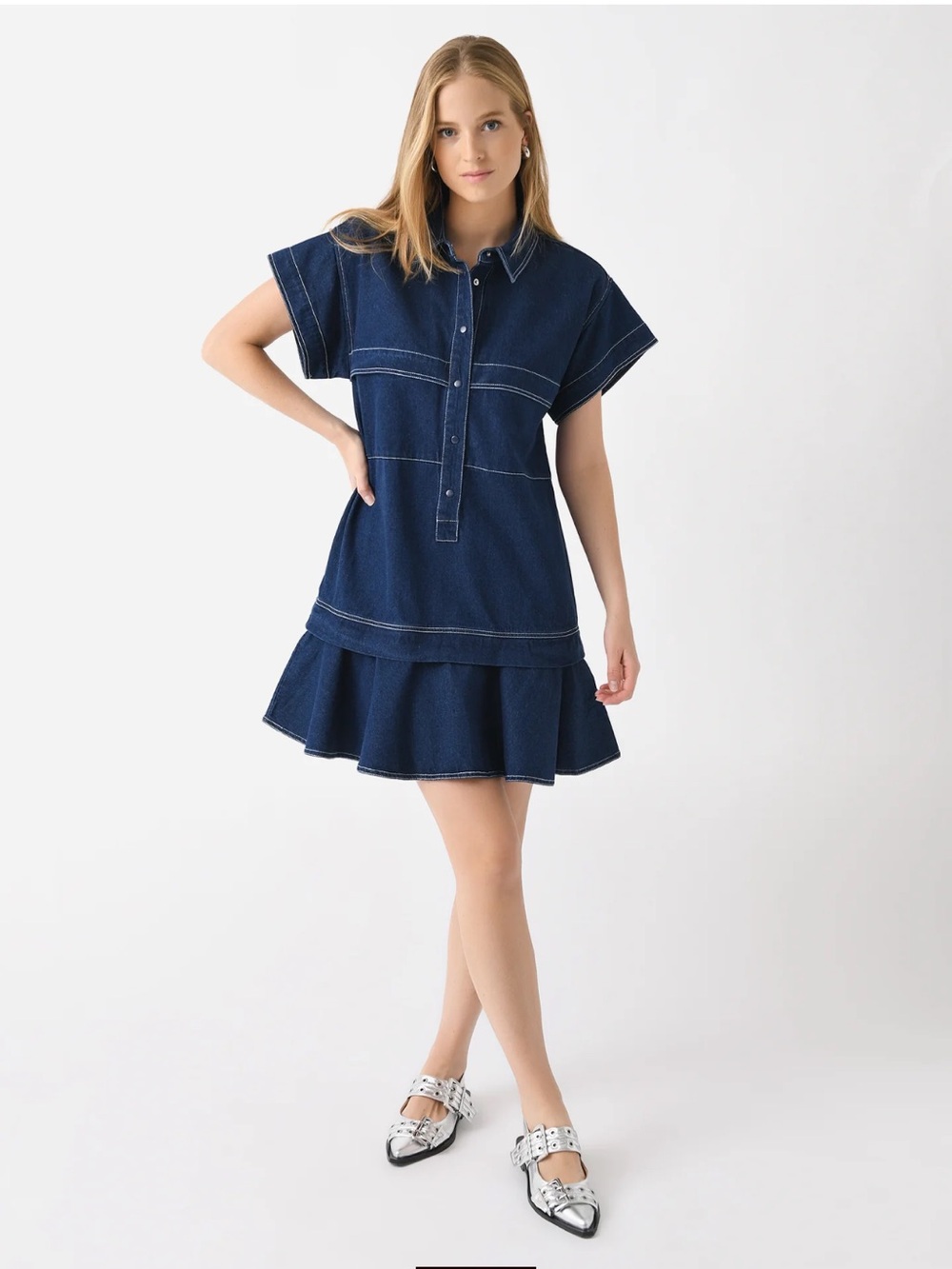 Hunter Bell Addison Dress In Blue Denim XS Preppy Coastal Cowgirl